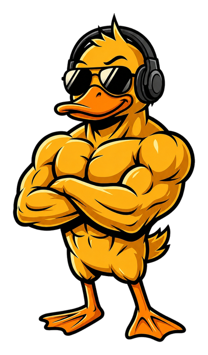 GigaDuck wearing headphones