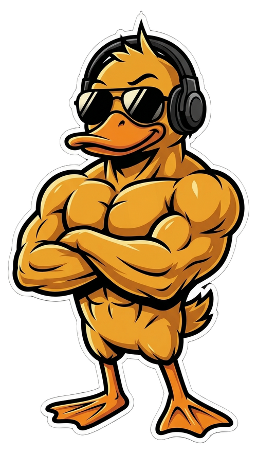 GigaDuck wearing headphones