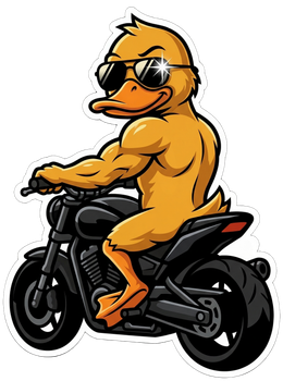 GigaDuck on a motorcycle