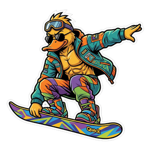 GigaDuck on a snowboard