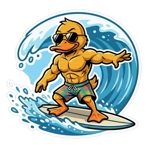 GigaDuck as a surfer