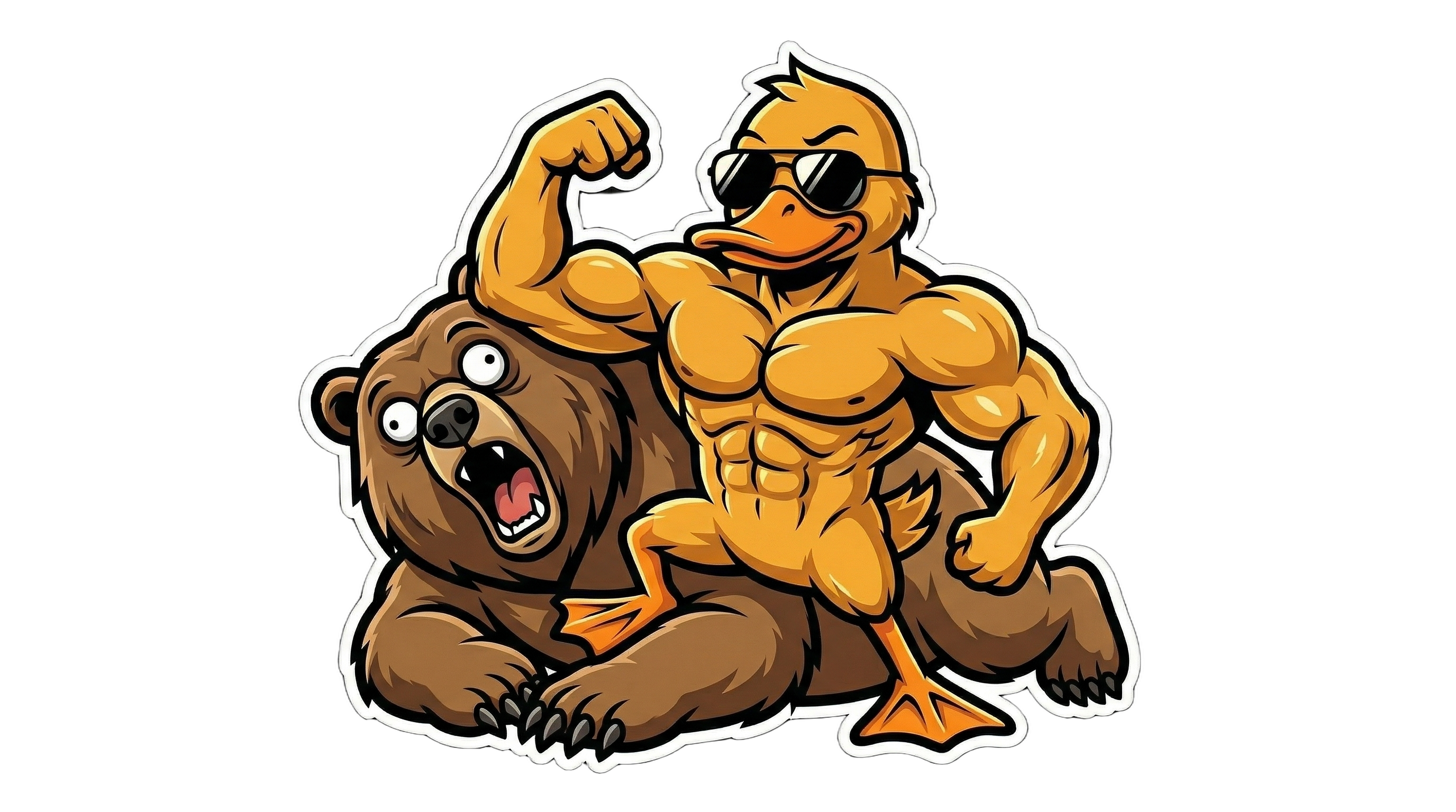 GigaDuck flexing over a defeated bear